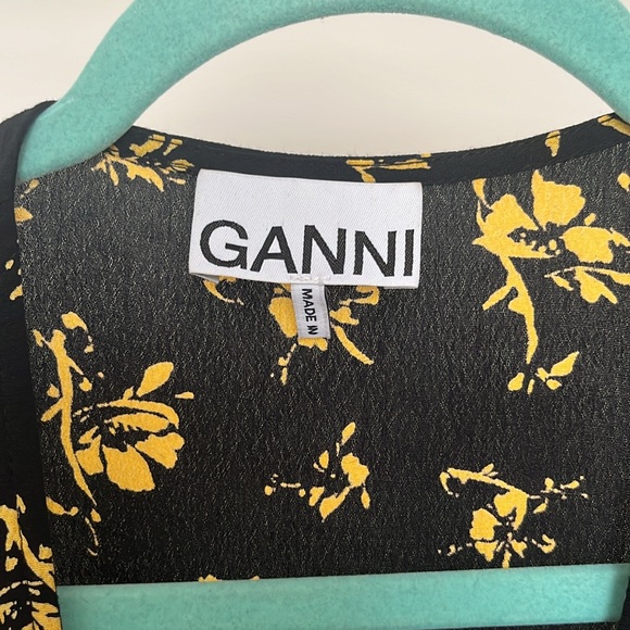 Ganni Floral Crepe Maxi Wrap Dress Size 2 - Picture 4 of 6